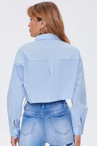 BLUE Cropped Button-Front Shirt, image 3
