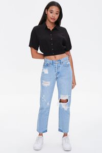 BLACK Cropped Button-Up Shirt, image 4