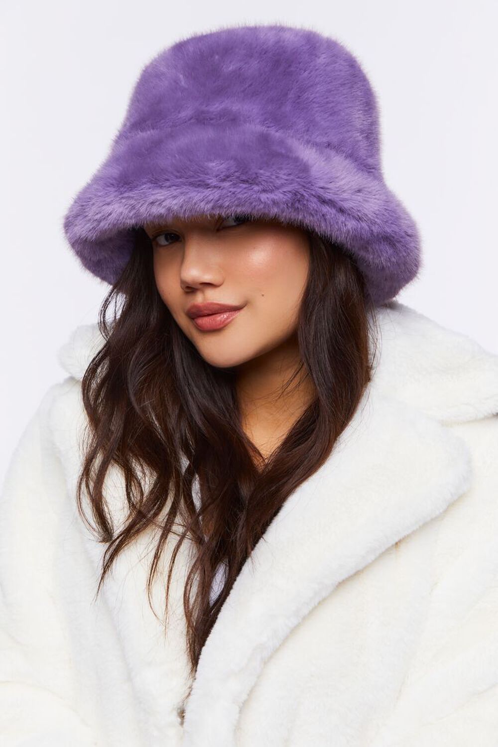Women's Bright Pink Faux Fur Fluffy Bucket Hat