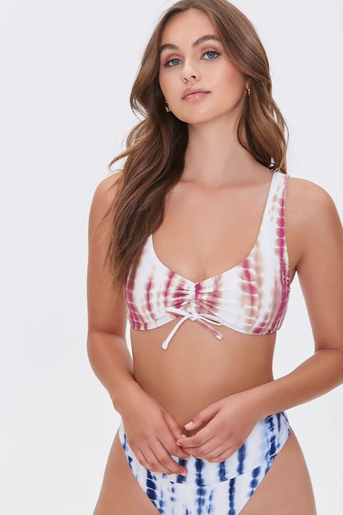 MAGENTA/WHITE Tie-Dye Bikini Top, image 2