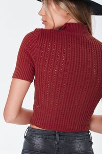 RED Sweater-Knit Fitted Crop Top, image 3