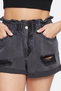 WASHED BLACK Paperbag High-Rise Denim Shorts, image 6