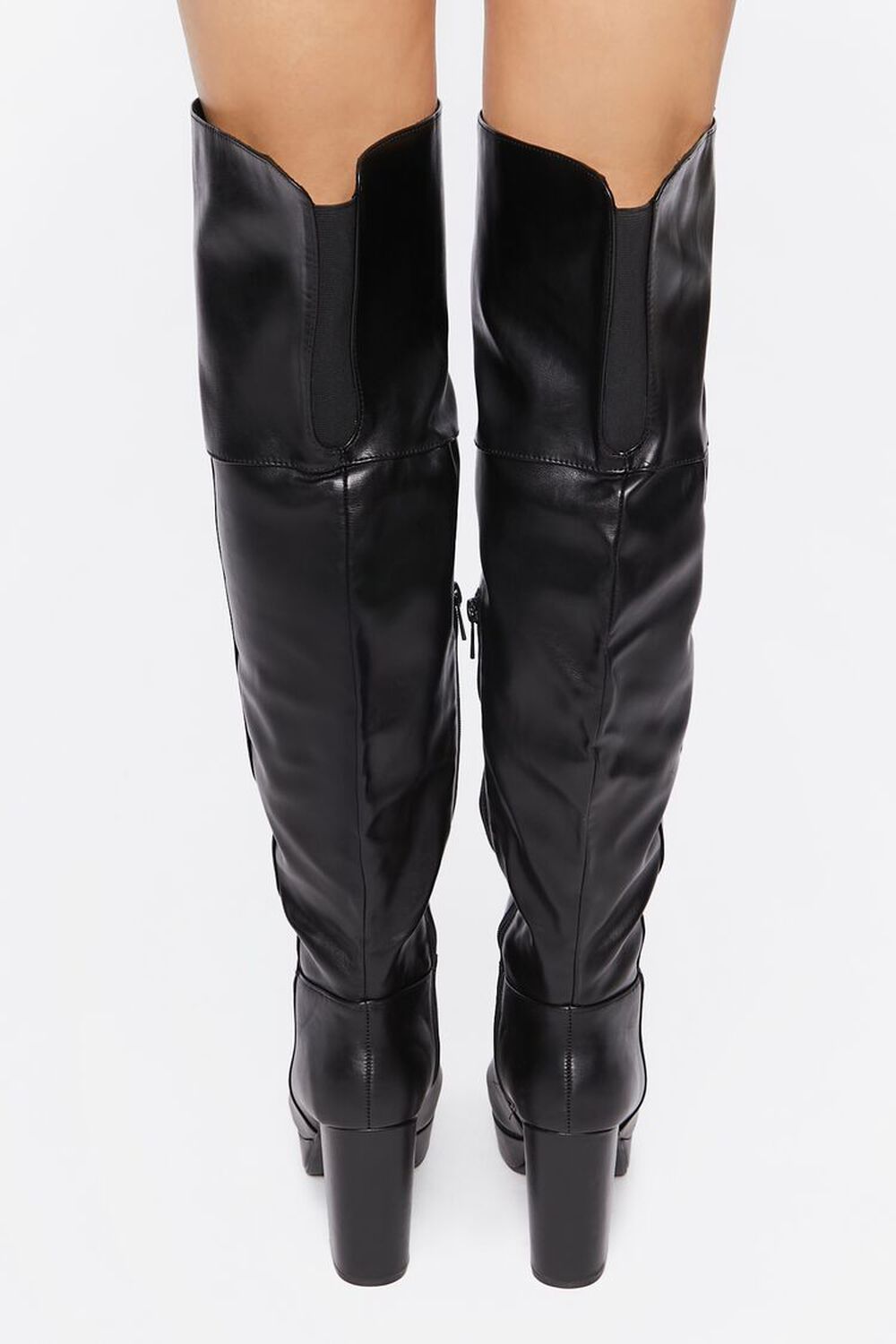 BLACK Faux Leather Over-the-Knee Boots, image 3