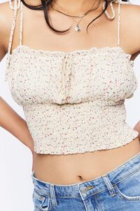IVORY/MULTI Floral Tie-Strap Cropped Cami, image 5