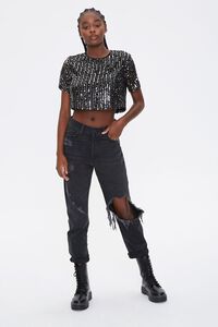 BLACK/SILVER Sequin Cropped Tee, image 4