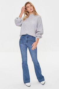 HEATHER GREY Purl Knit Drop-Sleeve Sweater, image 4