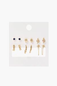 GOLD/CLEAR Assorted Stud & Hoop Earring Set, image 1