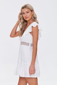 WHITE Ruffled Lace-Trim Cap-Sleeve Dress, image 2