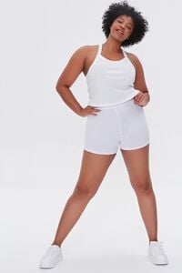 WHITE Plus Size Basic Organically Grown Cotton Hot Shorts, image 5