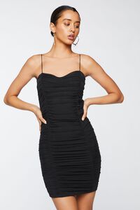 BLACK Ruched Sweetheart Mini Dress, image 6