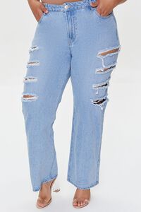 LIGHT DENIM Plus Size 90s-Fit Distressed Jeans, image 2