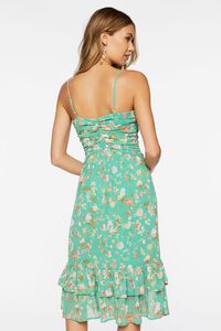 GREEN/MULTI Floral Print Sweetheart Midi Dress, image 3