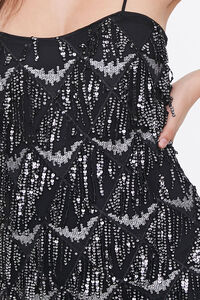 BLACK/SILVER Sequin Fringe Mini Dress, image 5