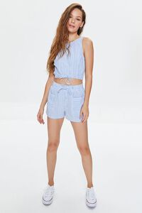 BLUE/WHITE Striped Linen-Blend Shorts, image 5