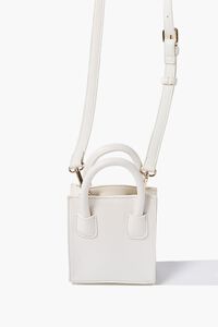 WHITE Mini Faux Leather Crossbody Bag, image 3