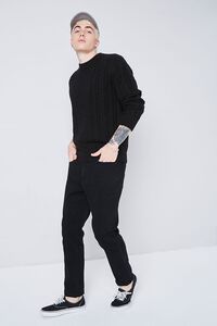 BLACK Cable Knit Dropped-Sleeve Sweater, image 4