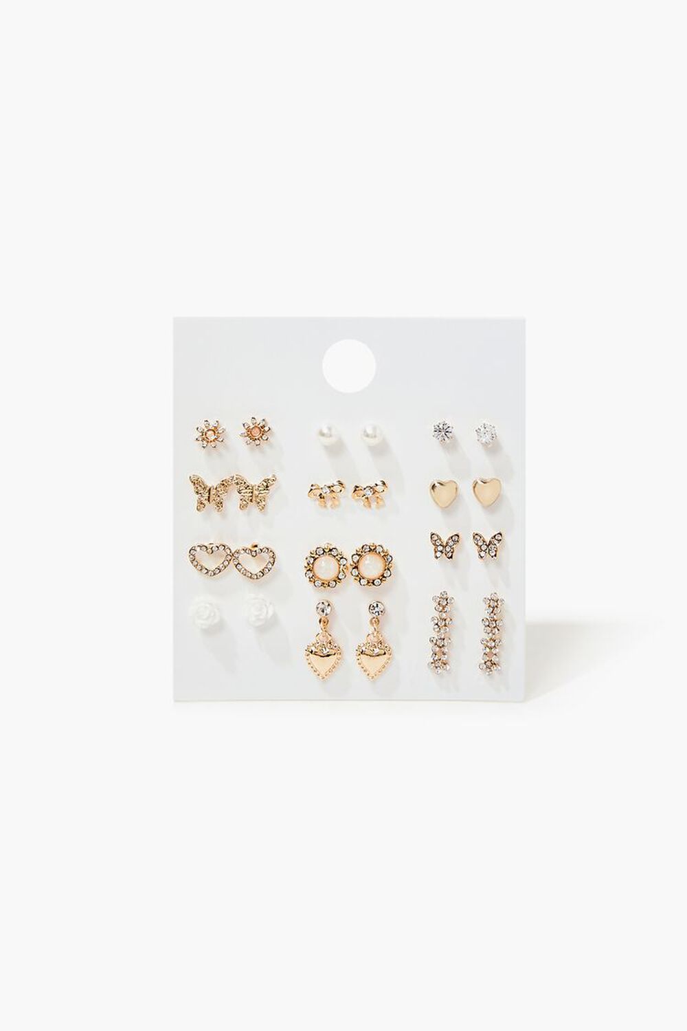 GOLD/CLEAR Assorted Stud & Drop Earring Set, image 1