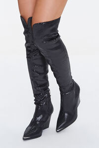 Faux Lizard Over-the-Knee Boots, image 1