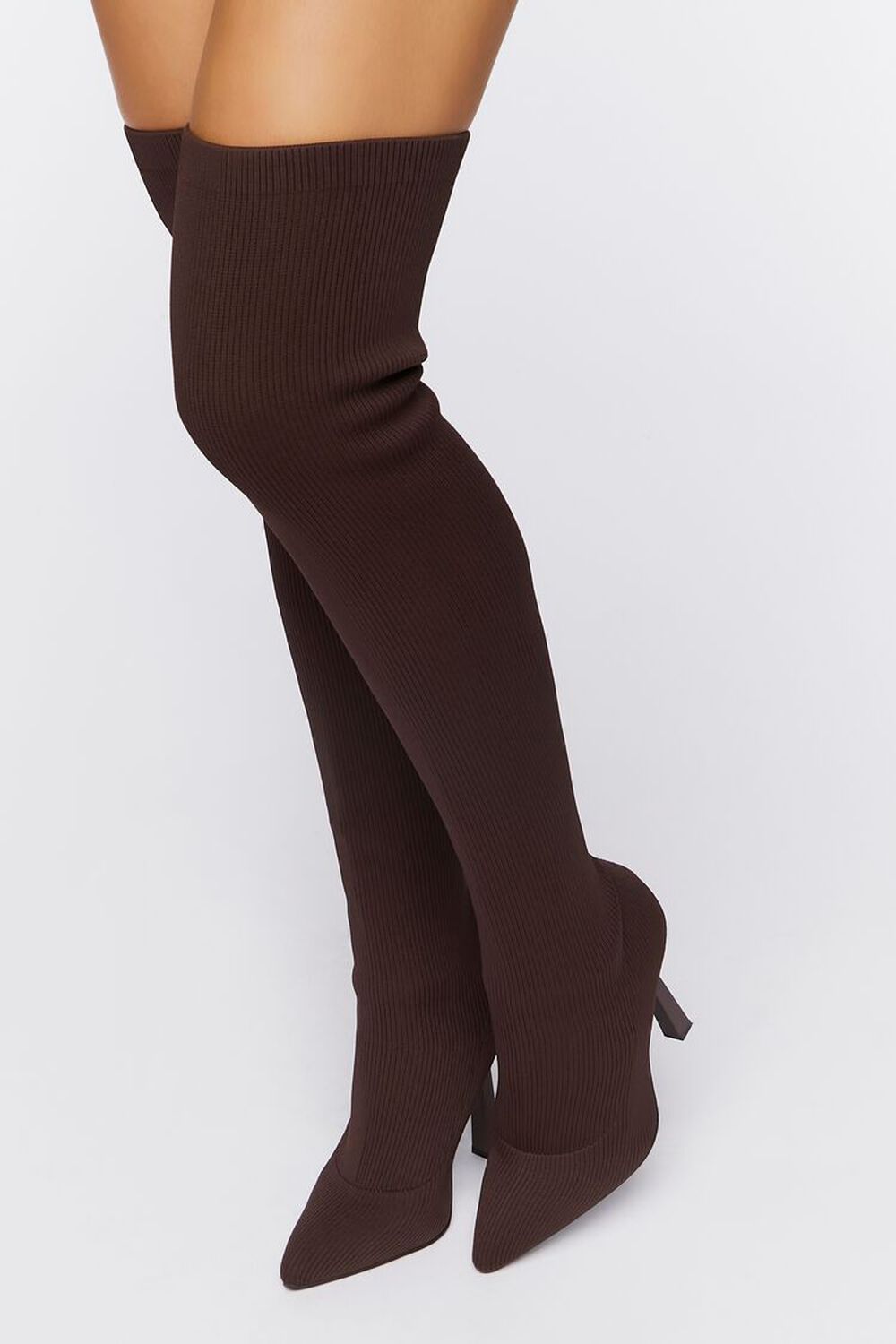 BROWN Over-the-Knee Sock Boots, image 1