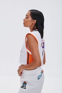 WHITE/MULTI Cropped Space Jam Basketball Jersey, image 2
