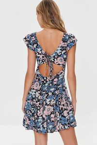 BLACK/MULTI Floral Lace-Back Cutout Mini Dress, image 3