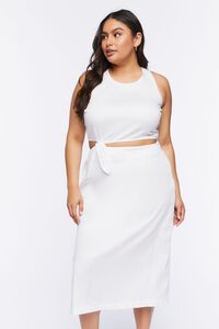 WHITE Plus Size Cutout Midi Dress, image 4