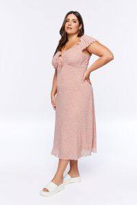 BLUSH/MULTI Plus Size Floral Puff-Sleeve Midi Dress, image 2