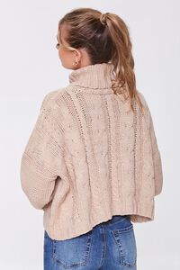 OATMEAL Cable Knit Turtleneck Sweater, image 3