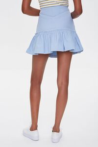 LIGHT BLUE Lace-Up Flounce-Trim Skirt, image 4