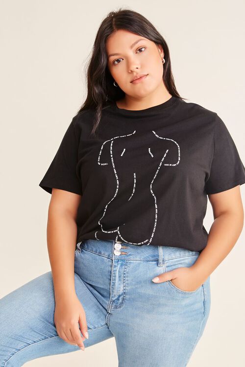 BLACK/WHITE Plus Size You Are Art Graphic Tee, image 1