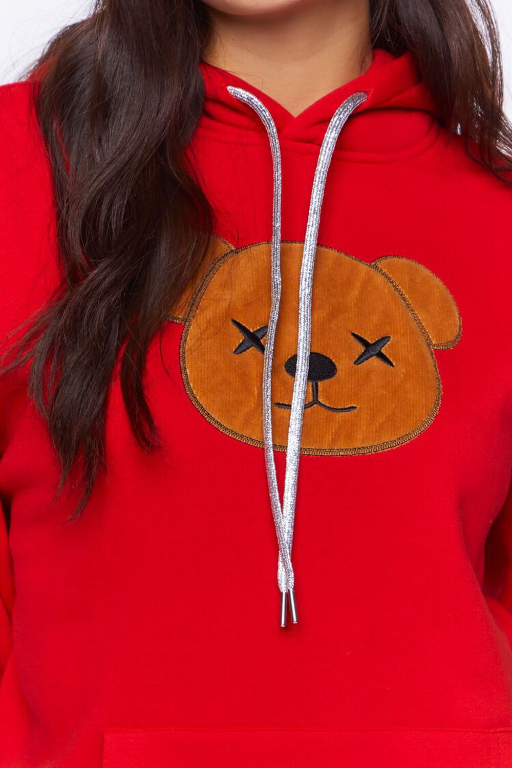 Embroidered Teddy Bear Graphic Hoodie