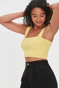 YELLOW Cable Sweater-Knit Crop Top, image 1