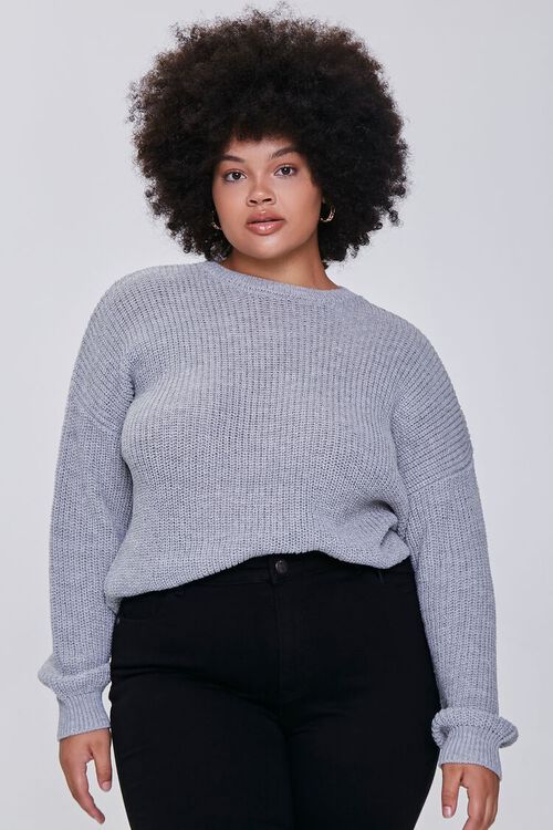 HEATHER GREY Plus Size Drop-Sleeve Sweater, image 1