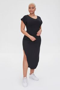 BLACK Plus Size Scoop-Hem Bodycon Dress, image 1