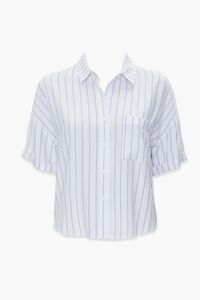 WHITE/BLUE Boxy Pinstriped Shirt, image 1