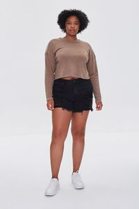 TAUPE Plus Size French Terry Cutout Pullover, image 5