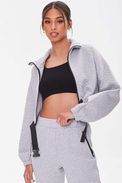 HEATHER GREY Quilted Drop-Sleeve Jacket, image 1