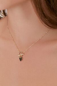 GOLD Heart Charm Toggle Bar Necklace, image 1