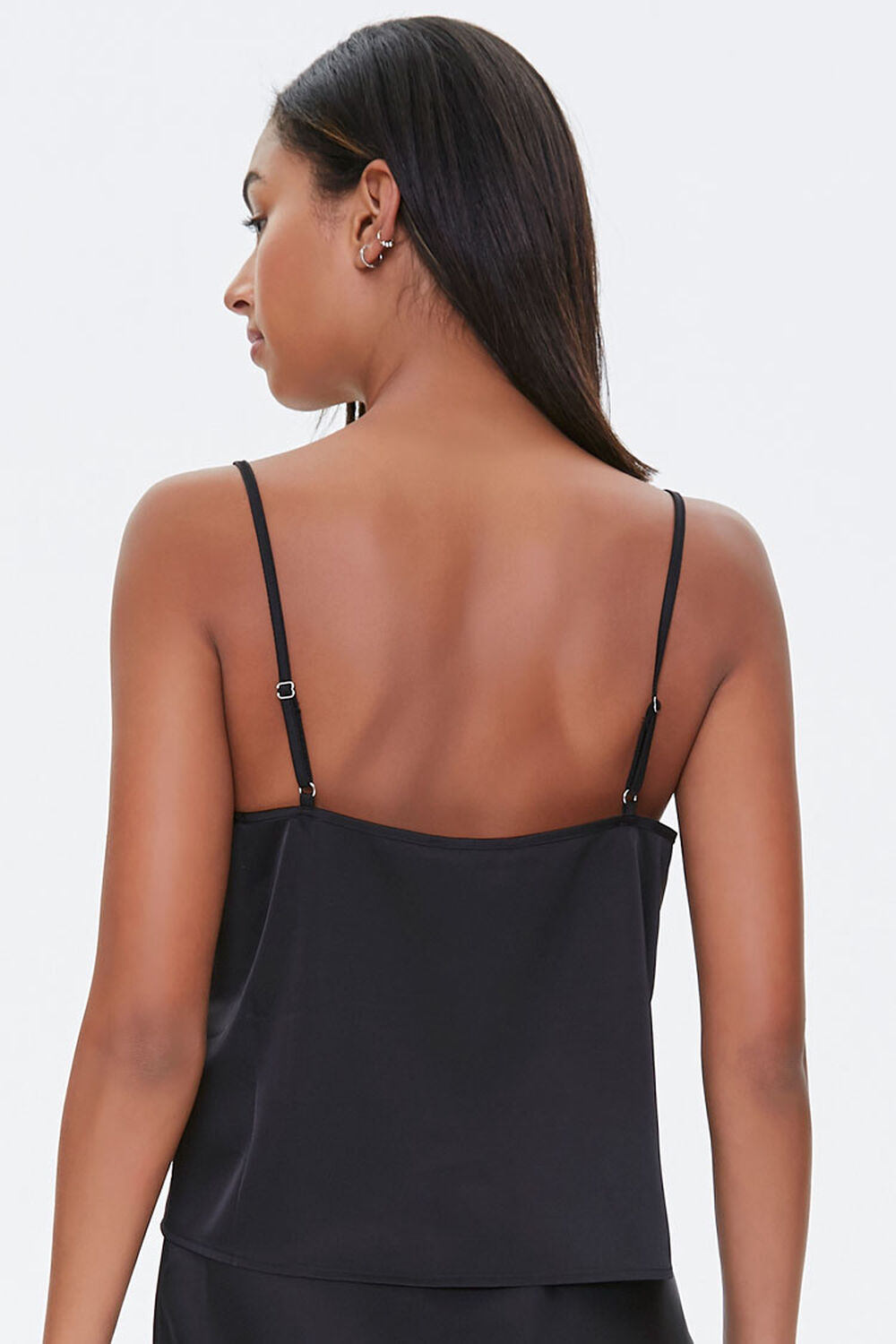 BLACK Relaxed-Fit Satin Cami, image 3