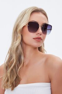 GOLD/GREY Rimless Tinted Sunglasses, image 1