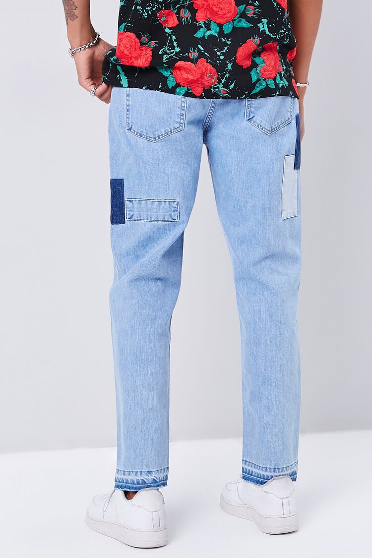 Colorblock Patchwork Straight-Leg Jeans