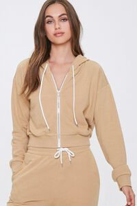 TAUPE French Terry Zip-Up Hoodie, image 1