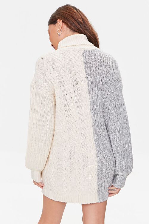 HEATHER GREY/CREAM Cable Knit Sweater Dress, image 4
