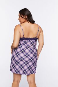 PURPLE/MULTI Plus Size Plaid Slip Mini Dress, image 3