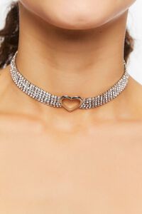 Rhinestone Cutout Heart Choker Necklace, image 1