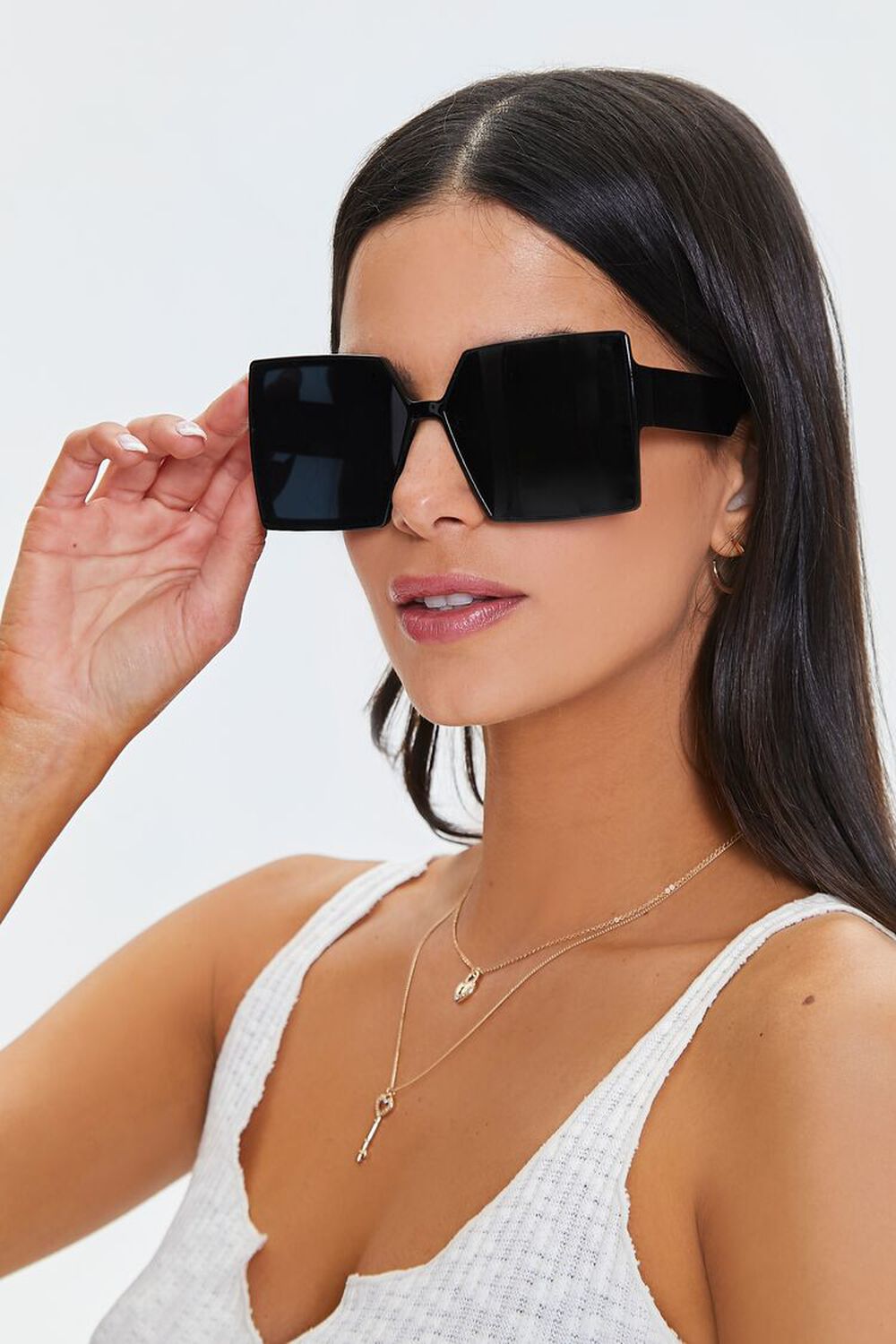 BLACK/BLACK Tinted Square Sunglasses, image 1