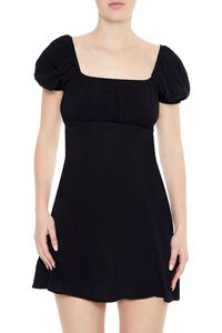 BLACK Puff-Sleeve Mini Dress, image 4