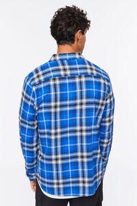 BLUE/MULTI Flannel Plaid Curved-Hem Shirt, image 3