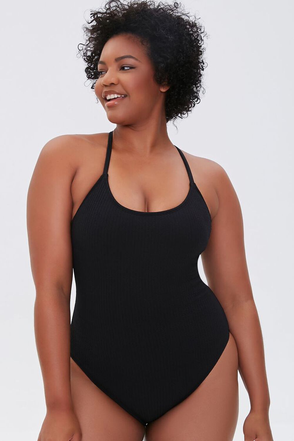 BLACK Plus Size Crisscross One-Piece Swimsuit, image 1