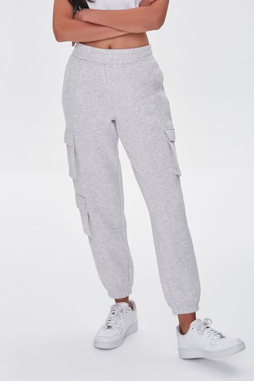 LIGHT HEATHER GREY French Terry Cargo Joggers, image 2